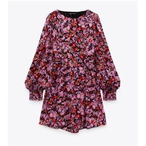 Zara NWT pink floral long sleeve dress